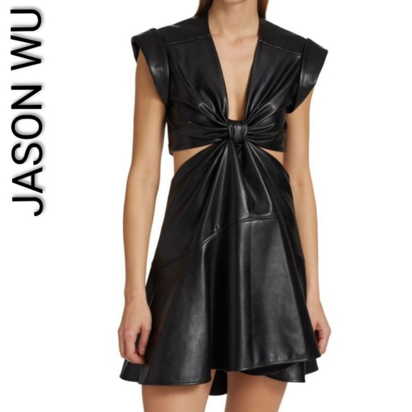 Jason Wu Dresses & Skirts - NWT Revolve Jason Wu Lexi Vegan Leather Mini Dress Waist Cutout Edgy size small